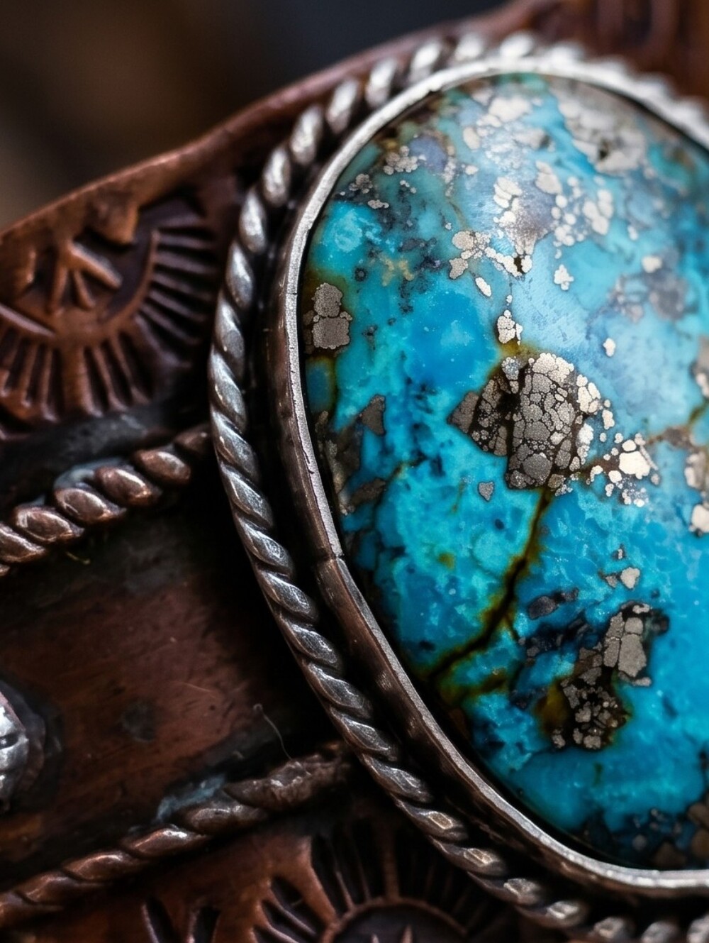 Handcrafted Turquoise Copper Cuff Bracelet - Women Jewelry - Picture 4 of 4